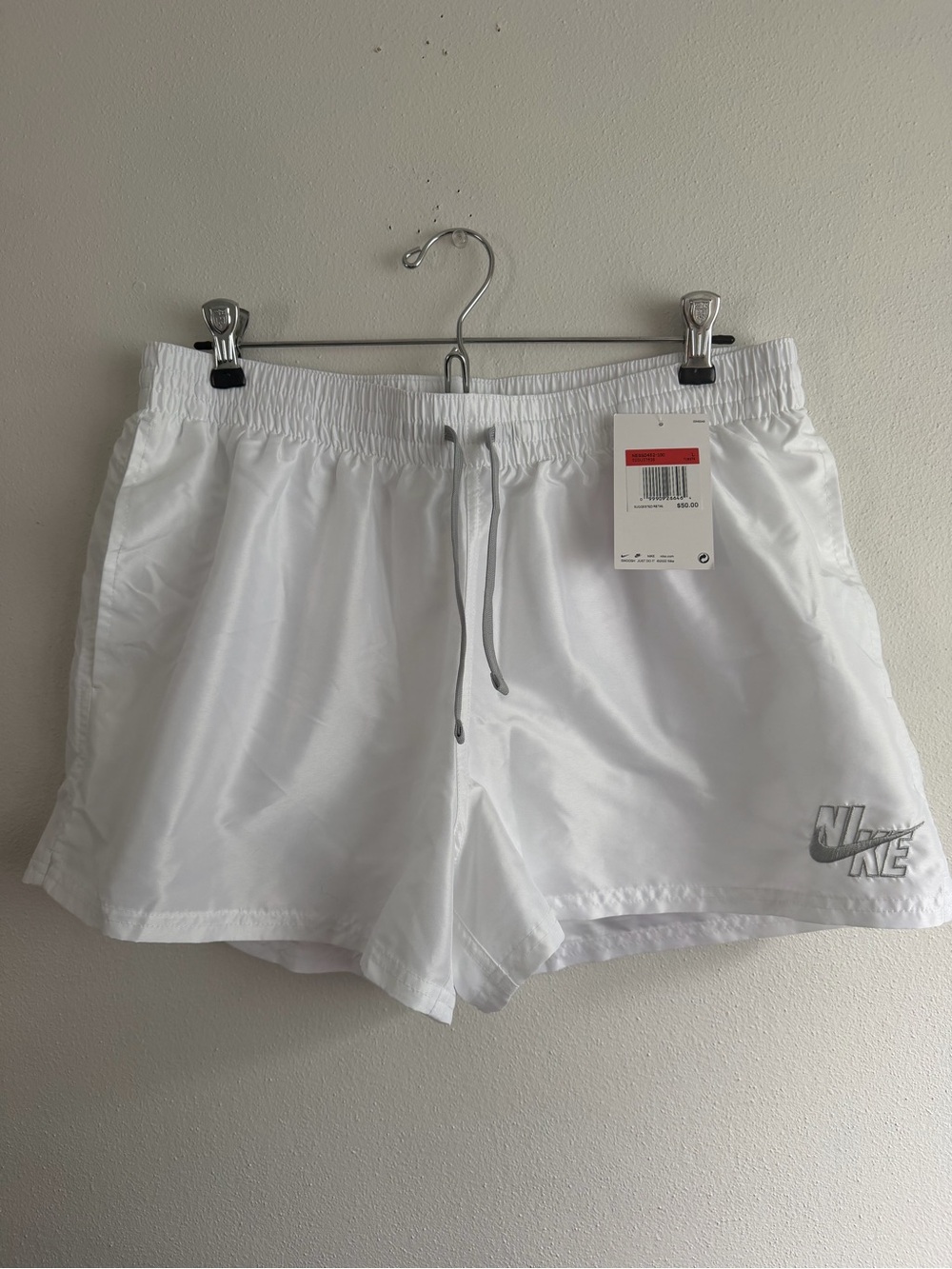 Nike men White Athletic Swim trunks